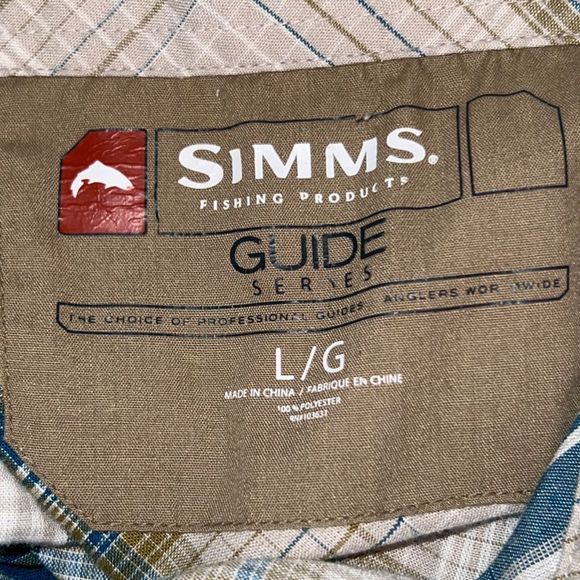 Simms Guide Series Plaid Fishing Button Up
Tan Blue and White Size Large - Picture 4 of 6